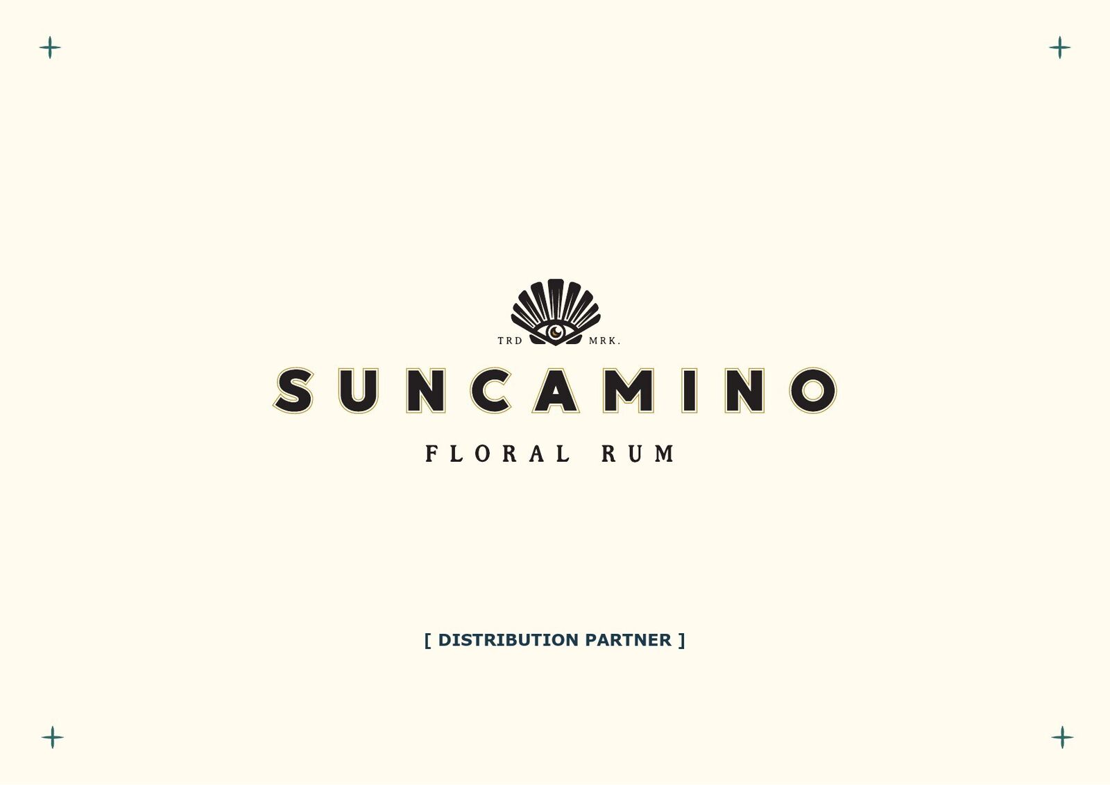 Suncamino Rum partnership deck — slide 1: Cover — Suncamino Floral Rum × [Distribution Partner]